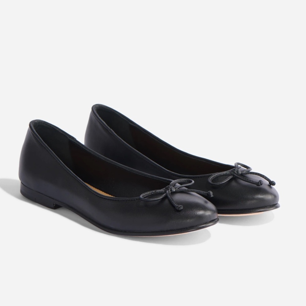 NISOLO Go To ballet flat black leather new 10‎